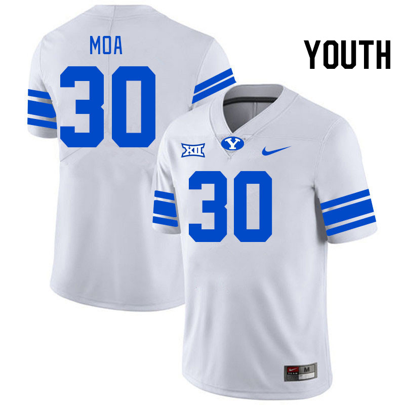 Youth #30 Sione Moa BYU Cougars College Football Jerseys Stitched Sale-White